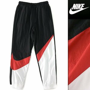 新品 ナイキ SWOOSH ロゴ ナイロン ウーブン パンツ L 黒 赤 白 【P28348】 NIKE メンズ 裏地付き ジョグ ジョガー トラック トレーニング