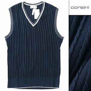  new goods korusi-ni spring summer cable Chill ten knitted the best 46(M) navy blue [I43959] men's made in Japan corsini by gim cotton springs summer 