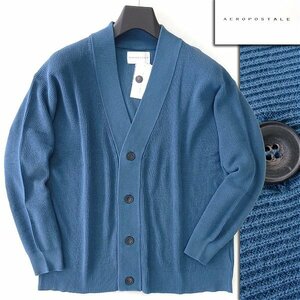  new goods gim Aeropostale 12G Popcorn braided knitted cardigan M blue [I58366] spring summer men's AEROPOSTALE Jim sweater summer 