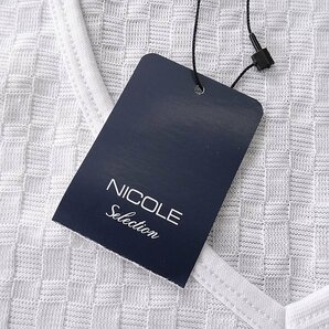 新品 ニコル 市松模様 Vネック 長袖 カットソー 50(XL) 白 【I42565】 NICOLE Selection 春夏 メンズ Tシャツ ロンT サマー チェックの画像6