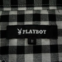 新品 プレイボーイ 24年春夏 クレイジーパターン シャツ L 黒 【1025_99】 PLAYBOY メンズ 長袖 ボタンダウン コットン レーヨン バニー_画像10