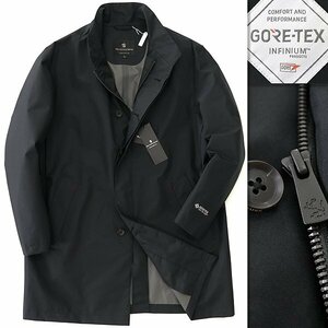 訳有 8.3万 スコッチハウス GORE-TEX スタンドカラー スプリング コート L 黒 【J45334】 春夏 メンズ THE SCOTCH HOUSE URBAN COLLECTION