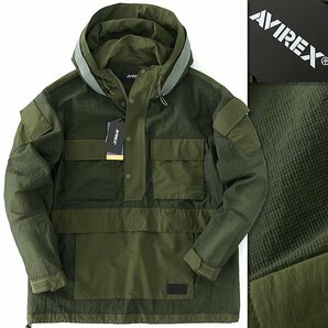 新品 アヴィレックス 撥水 トランスルーセント フィールド バトル アノラック M カーキ 【J54959】 春夏 メンズ AVIREX パーカー ブルゾンの画像1