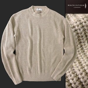  new goods 3.6 ten thousand Macintosh London Italy cotton flax ribbed crew neck knitted LL [I50290] spring summer men's linen laundry possible sweater 