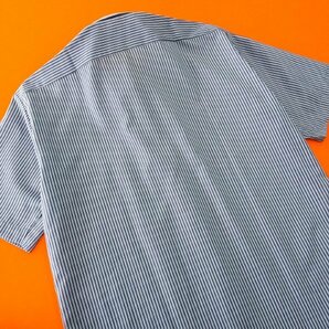 新品 レノマ ストライプ ボタンダウン 半袖 ドレスシャツ 39(M) 紺白 【YEN806_455】 U.P renoma 春夏 サマー メンズ クールビズ 形態安定の画像5