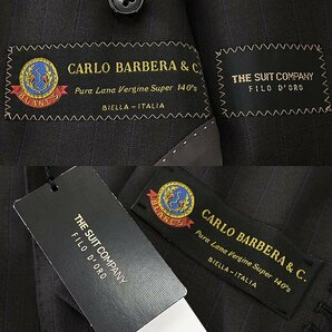新品 スーツカンパニー CARLO BARBERA 140's ストライプ スーツ YA6(細身L) 茶 【J57958】 175-8D 春夏 イタリア ウール 盛夏 サマーの画像10