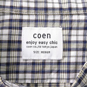 新品 UNITED ARROWS コーエン チェック柄 バンドカラー シャツ M 白黄 【I40035】 coen メンズ 長袖 ブロード コットン オールシーズンの画像8