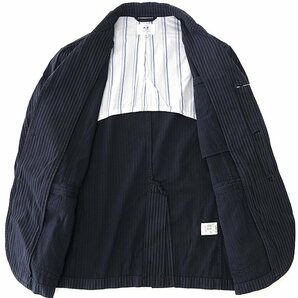 新品 ポッシュボーイ 春夏 ストライプ ドライビング ジャケット M 紺 【TJF101_540】 メンズ POSH BOY コットン ストレッチ ブルゾンの画像3