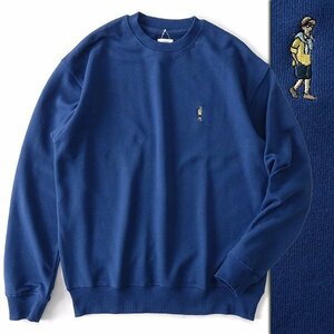  new goods UNITED ARROWSko-en reverse side wool crew neck sweat M navy blue [I54133] men's coen sweatshirt embroidery sweatshirt pull over 