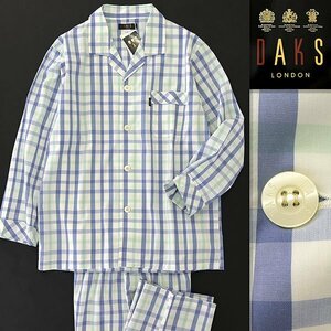  new goods Dux made in Japan spring summer cotton check pattern setup pyjamas M blue green white [J47330] men's DAKS LONDON shirt pants 