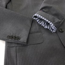 新品 サヴィルロウ 春夏 英国 JOHN CAVENDISH ウール ストライプ スーツ AB7(幅広LL) 灰 【J44574】 メンズ Savile Row セットアップ サマ_画像5