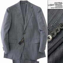 新品 スーツカンパニー 春夏 EXTRA LIGHT ウール 2パンツ スーツ AB6(幅広L) 灰 【J53972】 175-4D セットアップ ストライプ サマー メンズ_画像1
