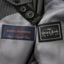 新品 サヴィルロウ 春夏 英国 JOHN CAVENDISH ウール ストライプ スーツ AB7(幅広LL) 灰 【J44574】 メンズ Savile Row セットアップ サマ_画像10