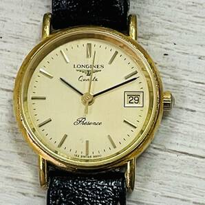 【ジャンク品】 LONGINES PRESENCE ロンジン プリンセス ゴールド文字盤 クォーツ レディースの画像1