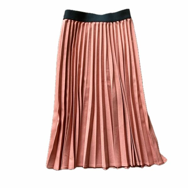 サーモンピンク　プリーツスカート　サイズS ウエストはゴム式
