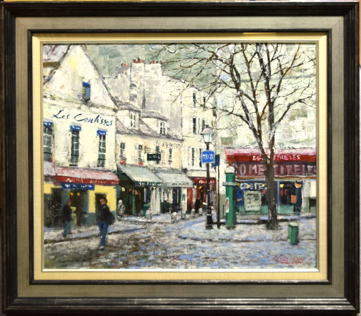 [Authenticity Guaranteed] Shigeru Nakanishi Snowy Morning in Montmartre Oil Painting No. 12/Handwritten Endorsement Included/One piece of drawing by the handling artist, painting, oil painting, Nature, Landscape painting