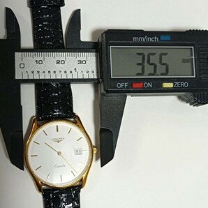 稼働品 ロンジン メンズ腕時計 白色文字盤 二針 デイト付き の画像8
