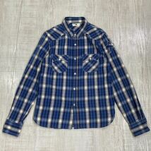 M エム CHECK WESTERN SHIRT チェック ウエスタン シャツ 長袖 シャツ 切りっぱなし スター ステッチ L/S SHIRT MADE IN JAPAN サイズ L_画像1