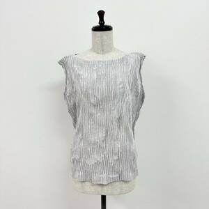 90s Vintage ISSEY MIYAKE ヴィンテージ イッセイミヤケ ベロア プリーツ カットソー ノースリーブ カットソー ARCHIVE アーカイブ size M