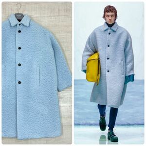 21aw PRADA BY RAF SIMONS プラダ ウール モヘヤ オーバーサイズ ステンカラー コート COAT BOUCLE ラフシモンズ ライトブルー 系 サイズ S