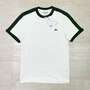 新品 LACOSTE ラコステ REGULAR FIT レギュラー フィット コントラスト ライン Tシャツ TH9691L ホワイト 系 サイズ FR 3 US S 定価11000円の画像2