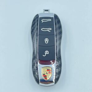 カーボン柄☆ポルシェ スマートキーカバー☆ キーケース キーホルダー 着せ替えマカン カイエン カレラ 911 ボクスター パナメーラ ykshopkの画像3