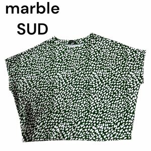 marble SUD★ゆるっと カットソー 変形ドット柄 緑【美品】総柄