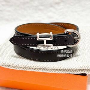 エルメス HERMES 23年 新作 レザー ブレスレット トレンチ ドゥブルトゥールメンズ H500033FK89T5 B 刻印 2023年 製造 ダークブラウン T5