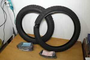 送料 ¥1500 ブリジストン BRIGESTON トレールウイング TRAIL WING 未使用 タイヤ SET KM90 XL50S XL80S 2.50-16 + 3.00-14 XL KM BS