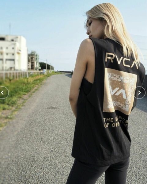 ルーカ RVCA バックプリント ロゴ タンクトップ 男女兼用 メンズ レディース 夏物 ブラック L