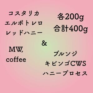 コスタリカレッドハニー&ブルンジハニー各200g合計400g自家焙煎コーヒー豆