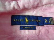 r36◆RALPH LAUREN CLASSIC FIT B.D.チェック長袖シャツ◆ラルフローレン サイズXL ピンク/白 リネン100％ ワンポイントポニー ネコポス便_画像5