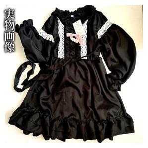 116 ワンピース ドレス ブラック ロリータ リボン付き 可愛い ゴスロリの画像5