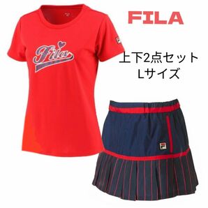 FILA テニスウェア 上下セット Lサイズ 中古品 赤紺