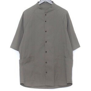 DEVOA Short sleeve Shirt stretch cotton サイズ3 マッドグレー SHN-STHS デヴォア ストレッチコットン ノーカラー 半袖 シャツの画像1