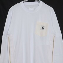 未使用 SACAI × CARHARTT WIP L/S T-Shirt 2 ホワイト 24-0726S サカイ カーハートダブリューアイピー コラボ サイドシームジップ ロンT_画像3