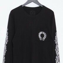 CHROME HEARTS ホースシュー&フローラルクロスロングスリーブTシャツ Mサイズ ブラック クロムハーツ 長袖カットソー_画像3