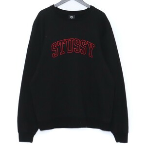 STUSSY 刺繍センターロゴスウェットシャツ XLサイズ ブラック ステューシー トレーナー logo sweat shirt