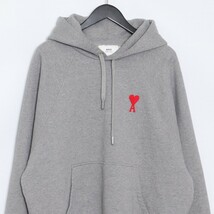 AMI ALEXANDRE MATTIUSSI TONAL ADC HOODIE L グレー USW204.747 アミアレクサンドルマテュッシ ハートロゴスウェットパーカー_画像3