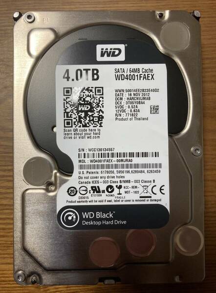 【希少モデル！】Western Digital ウェスタンデジタル WD Black WD4001FAEX 3.5インチ HDD 4TB（クリエイティブプロフェッショナル仕様）