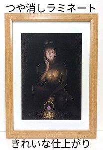 Art hand Auction 鶴田一郎 (弥勒菩薩 2019年) 新品A4額装 つや消しラミネート加工 プレゼント付き, 美術品, 絵画, その他