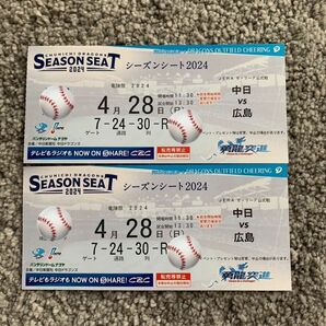 ペア【通路側】4月28日　中日×広島　ドラゴンズ外野応援席　バンテリンドーム