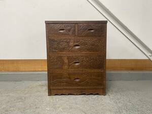 T5149* exhibition goods * light .. carving * rare goods * gorgeous sculpture * chest * adjustment chest of drawers *