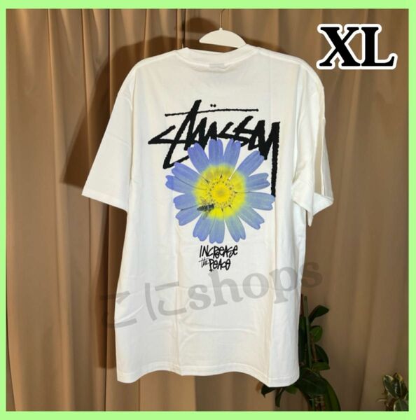 STUSSY ステューシー フラワー Tシャツ ホワイト 半袖 XLサイズ
