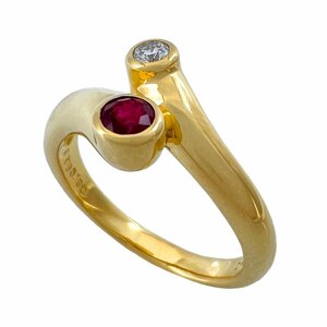 MIKIMOTO Mikimoto кольцо рубин 0.19ct бриллиант 0.05ct K18 YG 750 12 номер кольцо 