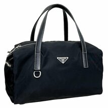 PRADA　プラダ　バッグ　ハンド　ナイロン　レザー　BR2394　プレート　ロゴ　ミニボストン　NERO　ブラック　黒_画像1