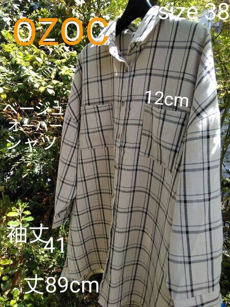 OZOC ベージュチェック size38 ワールドオーバーシャツ身幅70~76 丈89 他 L.C L size adidas