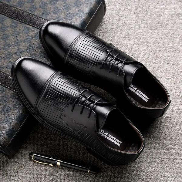ビジネスシューズ メンズシューズ 紳士靴 透かし彫り 通気性抜群 フォーマル　夏　メッシュ　調整可能　27cm 蒸れ防止　