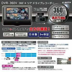 360度カメラ+リアカメラドライブレコーダー WATEX DVR-360V