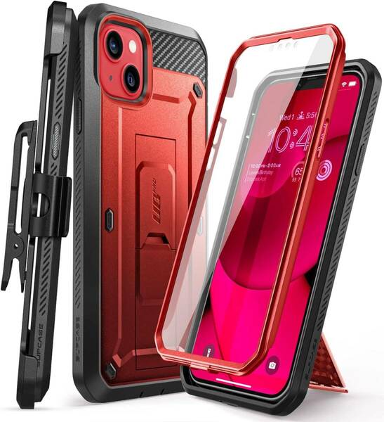 SUPCASE iPhone14 Plus ケース 6.7インチ 2022 全面保護 耐衝撃性 米軍事規格取得 ケースと液晶保護フィルム一体型 防塵 腰かけクリップ付